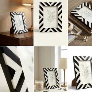 Velmora Signature <b>Resin</b> Photo Frame Exclusive Abstract Handmade Inlay Design with Black & White Artistic Pattern, Custom - Product Image 2