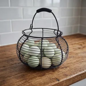 DS5712 Metal Modern Eco-Friendly Multifunction Kitchen Chicken <b>Egg</b> Collecting <b>Basket</b> Fresh <b>Egg</b> Holder Wire Storage <b>Basket</b> - Product Image 1