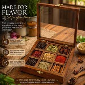 OEM Wooden Spice <b>Box</b> with Lid Masala Dabba Manufacturer Supplier - Product Image 3