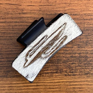 Hot Selling Wholesale Cowhide Laser Engraving <b>Hair</b> Claw Clip Custom Women's Luxury Designer Genuine Leather Claw Clips <b>for</b> <b>Hair</b> - Product Image 2