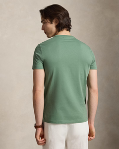 Camiseta de manga corta con cuello redondo de algodón verde liso para hombre – Prenda informal suave, ligera y cómoda para el uso diario - Product Image 4