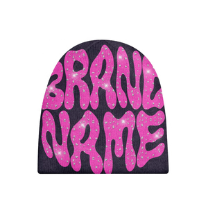 Custom Made Men's Rhinestone Letter Beanie Hat Unisex Street Style Knitted <b>Winter</b> <b>Cap</b> 100% Acrylic Casual Adult 56-58CM Beanies - Product Image 6