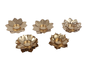Set 5 Handmade Eco Friendly Plastic Flower Tealight Holders Leaf Shape Aarna Collection Rajasthan Modern Design for Home Decor - Product Image 3