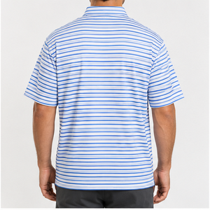 Trackstar Men's Royal <b>Blue</b> White Striped <b>Polo</b> <b>Shirt</b> Short Sleeve Button Collar Casual Golf <b>Shirt</b> Custom Logo - Product Image 3