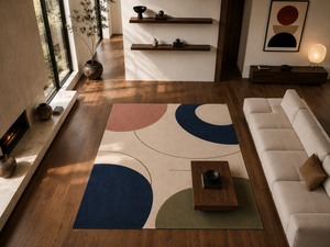 Alfombra de Lana Minimalista Abstracta Hecha a Mano, Alfombra Moderna Escandinava, Alfombra de Diseño Contemporáneo, Tamaño Personalizado - Product Image 1