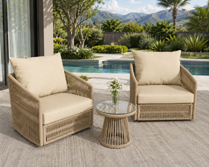 Ensemble de chaises longues modernes en corde tressée pour l'extérieur avec structure en aluminium, résistant aux intempéries, meubles de jardin et de terrasse pour cour et parc - Product Image 1