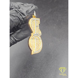 Lab Grown Diamond "ED "Letter Pendant Iced Out Hip Hop <b>Necklace</b> Custom <b>Initial</b> Bling Jewelry Gift - Product Image 1