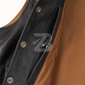 Gilet de moto en cuir PU noir pour homme - Imperméable, réversible, col en V, style streetwear, vêtement d'extérieur pour l'hiver - Product Image 6