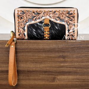 Cartera Larga de Diseño de Lujo, Cartera de Cuero Hecha a Mano, Tarjetero y Monedero para Mujer, Cartera de Piel de Vaca, Bolso de Mano Elegante - Product Image 1