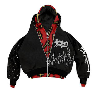 Conjunto de Sudadera con Capucha y Pantalones Acampanados de Algodón 100% con Lavado Ácido, Estilo Vintage, Bordado de Apliques y Efecto Desgastado - Product Image 5