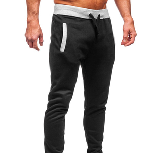 Men's <b>Black</b> Sweatpants With Gray Waistband And Side Pockets Elastic Drawstring Casual Jogger <b>Pants</b> Autumn Wear - Product Image 4