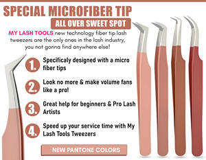 Eyelash Tweezers Fiber Tip Lash Extension Tweezers Stainless Steel 45° Straight Volume Lash Tool - Product Image 2