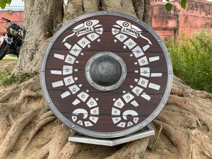 Handmade Industrial Viking Wooden Steel Lightweight <b>Wall</b> Display Shield Cosplay Event Decoration <b>Logo</b> OEM/ODM Private Label - Product Image 4