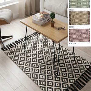 Alfombra Clásica Rectangular Dhurry |   Microfibra de Algodón Trenzada Plana Hecha a Máquina |   Tela Tejida con Pelo Cortado |   Base de PVC Antideslizante | - Product Image 3