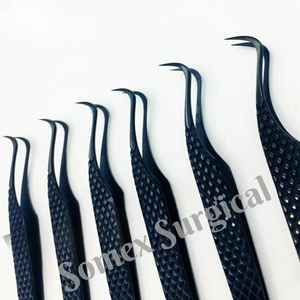 แหนบต่อขนตาคุณภาพสูง รับทำโลโก้ แหนบดำพลาสม่าสำหรับต่อขนตาแบบวอลลุ่ม - Product Image 1