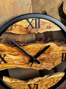 Natural Wood Live Edge Wall <b>Clock</b>, Rustic Wooden Statement <b>Clock</b>, Handmade Home Decor, Metal Frame Timepiece, Farmhouse Wall Art - Product Image 2