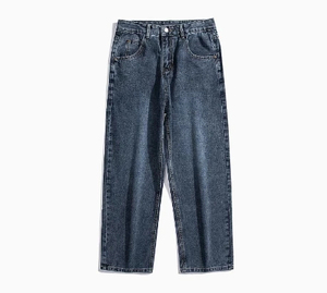 High-End <b>Men</b>’s <b>Baggy</b> Jeans Oversized Loose Fit Wide Leg Denim <b>Trousers</b> Premium Washed Fabric Modern Streetwear - Product Image 4