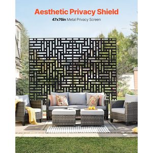 47\" X 76\" Outdoor Privacy <b>Screen</b> 3-<b>Panel</b> Freestanding Divider Stand Decorative Garden Metal <b>Screen</b> & Room Divider - Product Image 2