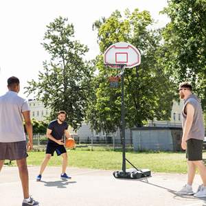   Panier de basket-ball portable, hauteur réglable de 5,1 à 6,9 pieds, système réglable en hauteur, panneau de 29 pouces, roues pour une utilisation en intérieur et en extérieur, blanc - Product Image 6