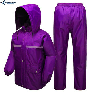 Custom Logo Hooded Casual Solid Waterproof Rainwear Set for Men and Women - Product Image 2