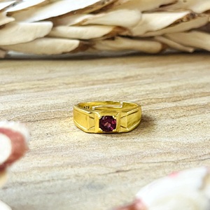 Latest Design <b>Garnet</b> Gold <b>Ring</b> Minimalist Brass <b>Rings</b> For Men 18k Plated Geometric Signet Statement Jewelry Wholesale/OEM/ODM - Product Image 3