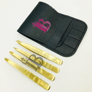 Juego de Pinzas para Cejas con Punta Plana y Recubrimiento Dorado, Kit de Belleza de Precisión, Bolsa Ecológica Personalizable, Se Acepta Logotipo Privado - Product Image 6