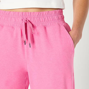 Pantalon de jogging taille haute pour femme avec cordon de serrage, bas élastiqués, ceinture intégrée, coupe fuselée, respirant, en coton et élasthanne - Product Image 4