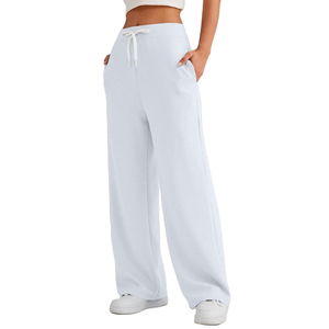Wholesale <b>Women</b> Flare Jogger Pants And <b>Trousers</b> 100% Cotton Breathable Soft <b>Baggy</b> Wide Straight Leg Pants Sweatpants For Sale - Product Image 2