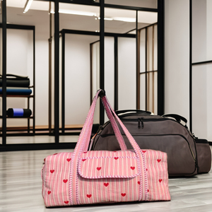 Sac de voyage en coton biologique à fermeture éclair, grande capacité, durable, personnalisable, élégant, écologique, durable, imprimé à la main - Product Image 1