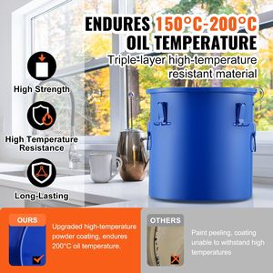 Cubo de grasa para freidora de acero al carbono de 8 galones, revestimiento a prueba de herrumbre, contenedor de transporte de aceite, tapa, Clips de bloqueo, bolsa de filtro, comida caliente azul - Product Image 3