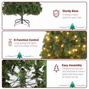 7.5ft Automatic PVC Christmas Tree 600 Warm <b>Lights</b> & 8 Modes 1200 Green <b>Branches</b> 600 <b>Lights</b> 8 Modes 1200 Green <b>Branches</b> Green - Product Image 4