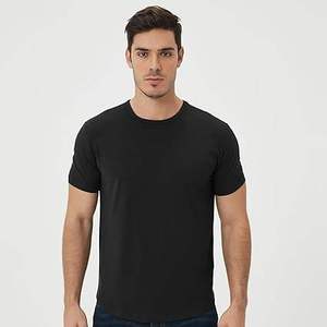 Wholesale High Quality 100% Cotton Plain <b>Black</b> T <b>Shirt</b> <b>Men</b> Breathable <b>Slim</b> <b>Fit</b> Blank Crew Neck Short Sleeve Premium Basic Tee - Product Image 1