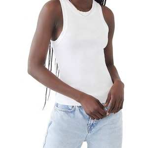 Camiseta sin mangas para mujer, camisetas sin mangas cortas para mujer, camisetas sin mangas acanaladas de alta calidad y transpirables, chaleco con cuello para mujer - Product Image 6