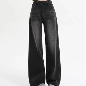 Pantalones Vaqueros Sueltos de Mezclilla de Alta Calidad para Mujer, al por Mayor, Fabricante OEM, Estilo Casual, Lavado Ácido, con Logotipo Personalizado - Product Image 5