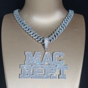 จี้รูปตัวอักษร Mac Bert โลหะผสมคริสตัลประดับเพชรเทียม สไตล์ฮิปฮอป ของขวัญสำหรับผู้ชาย - Product Image 2