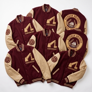 OEM Custom Varsity Letterman Jacket Wool Leather Sleeves Harbor Bridges Embroidery Counterweight Patch Maroon <b>Coat</b> - Product Image 1