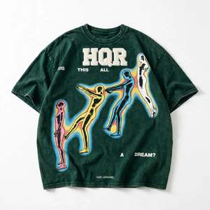 Camiseta Casual de Manga Corta para Hombre HQR Apparel, Color Verde, con Estampado de Letras, Cuello en V, Secado Rápido, Transpirable, Algodón, Corte Regular, Logotipo Frontal - Product Image 1