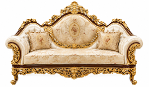 Elegante Juego de Sofás de Madera Tallada Estilo Rococó para Sala de Estar, Sofá y Sillas Talladas con Acabado Dorado Majestuoso, Juego de 7 Plazas para Sala de Estar, Reino Unido - Product Image 3