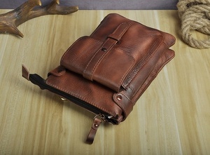 Simple Design Waterproof Lightweight Genuine Leather Unisex Crossbody Messenger Bag Sustainable Eco-Friendly Logo 3L Capacity - Product Image 2