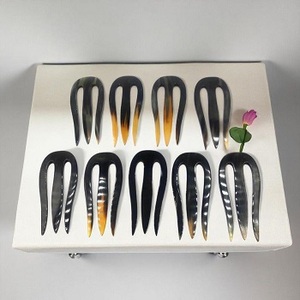 Épingle à cheveux en corne de buffle, étanche, écologique, faite à la main, forme naturelle, accessoire moderne, mariage pour femmes de l'Uttar Pradesh F S - Product Image 1