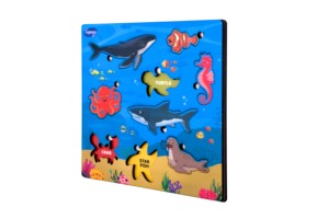 Toysaga Puzzle océanique en bois avec animaux marins mobiles pour enfants de 2 à 4 ans, jouet éducatif unisexe - Product Image 2