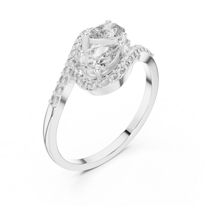 Anillos de compromiso de moissanita únicos Purecarat, dos piedras, oro amarillo, talla 6 - Product Image 5