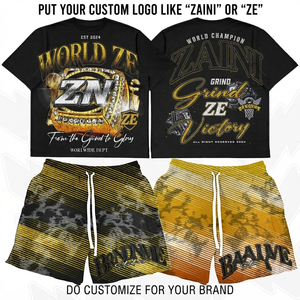 เสื้อยืดแขนสั้นเซ็ตคู่ลำลองสำหรับผู้ชาย ZAINI Premium 280 GSM ผ้าโพลีเอสเตอร์ 100% ทอแบบเรียบ ระบายอากาศได้ดี สีดำ หลากสี ลายนูน - Product Image 1