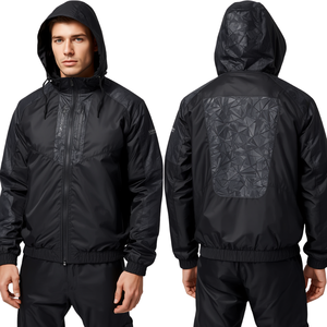 Survêtement coupe-vent en nylon Midnight Tech pour homme moderne, streetwear premium uni, respirant, séchage rapide, utilitaire et contemporain - Product Image 4
