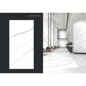 Dalles en céramique de grande taille 1200x2400mm, blanc Statuario, pour comptoirs de luxe et revêtements de sol intérieurs, dalles en pierre frittée - Product Image 1