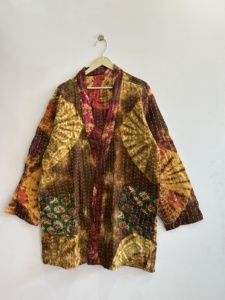 Quilted Kantha Jacket Handmade Vintage Kimono Jacket Boho Tie Dye Jacket - Product Image 6