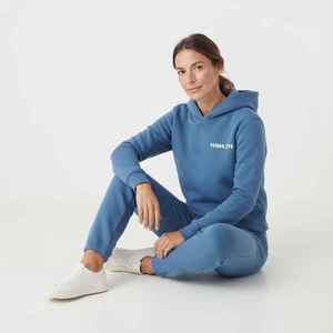 Conjunto Deportivo de 2 Piezas para Mujer, con Capucha, de Forro Polar Azul, Estilo Casual, Largo, Color Sólido, Corte Regular, con Bolsillo - Product Image 5