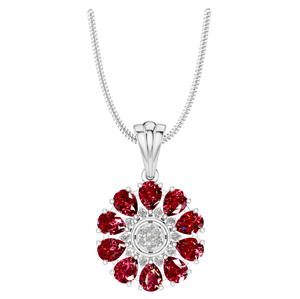 สร้อยคอเงินสเตอร์ลิง925หรูหราพร้อมจี้อัญมณีสีขาวทองทับทิมจี้รูปทรงลูกแพร์จี้และเสน่ห์สำหรับผู้หญิง - Product Image 1