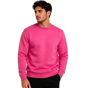 Sudadera de Cuello Redondo Rosa para Hombre, Corte Regular, Tejida, Color Sólido, Informal, para Otoño - Product Image 1