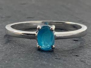 Anillo Vintage de Plata de Ley con Topacio, Talla P, Hecho a Mano, Joyería con Gema Azul, Anillo Elegante de Moda, Regalo para Mujer - Product Image 4